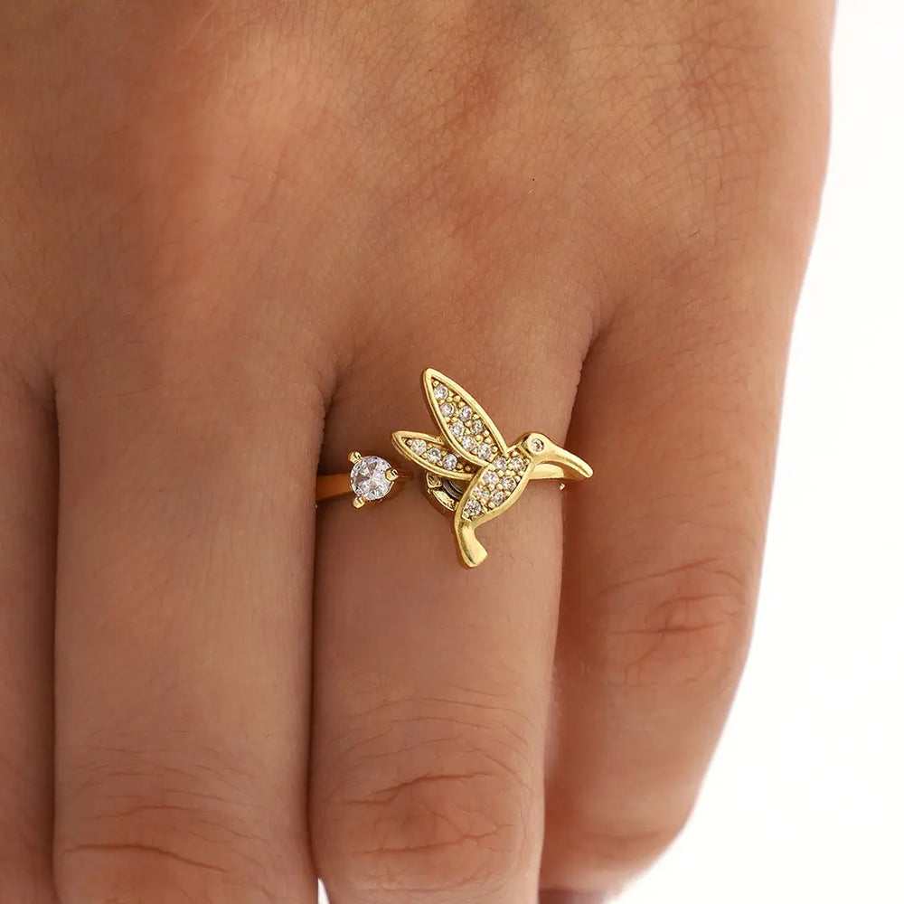 Anillo anti estres regulable acero dorado