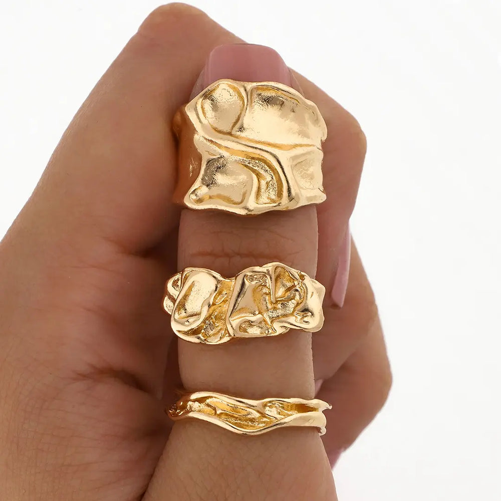 Set dorado bijou 3 anillos