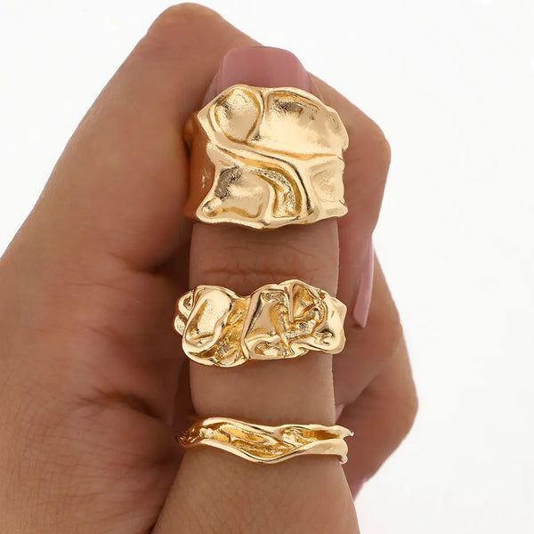 Set dorado bijou 3 anillos