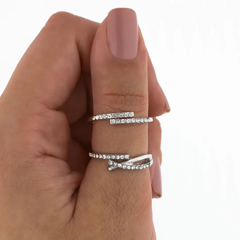 Set plateado bijou 2 anillos