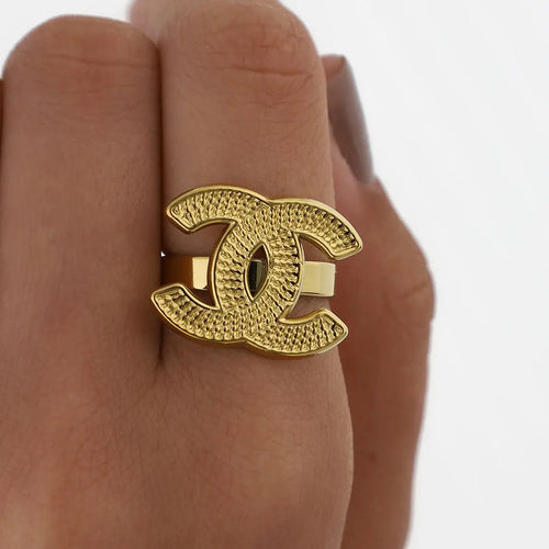 Anillo Chanel acero dorado