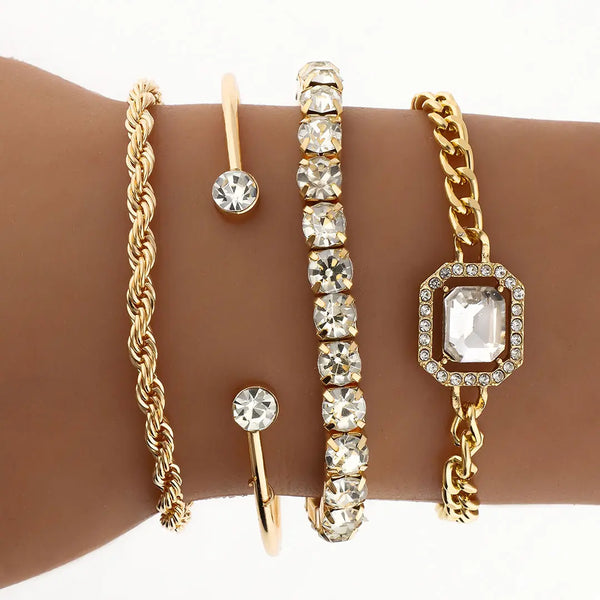 Set dorado bijou 3 pulseras + brazalete