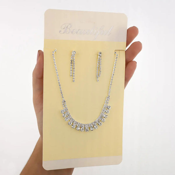 Set plateado bijou colgante + aros