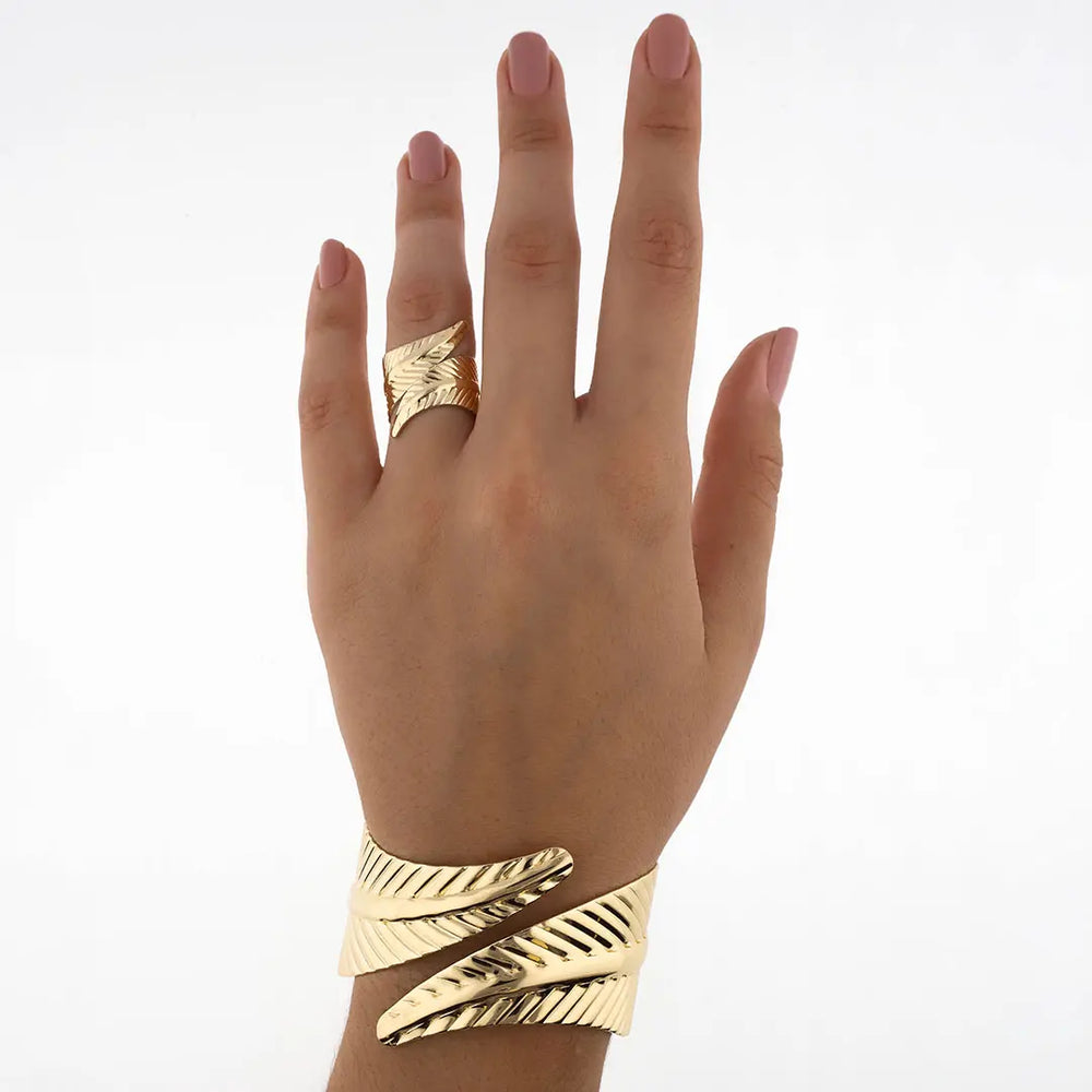 Set dorado bijou brazalete + anillo
