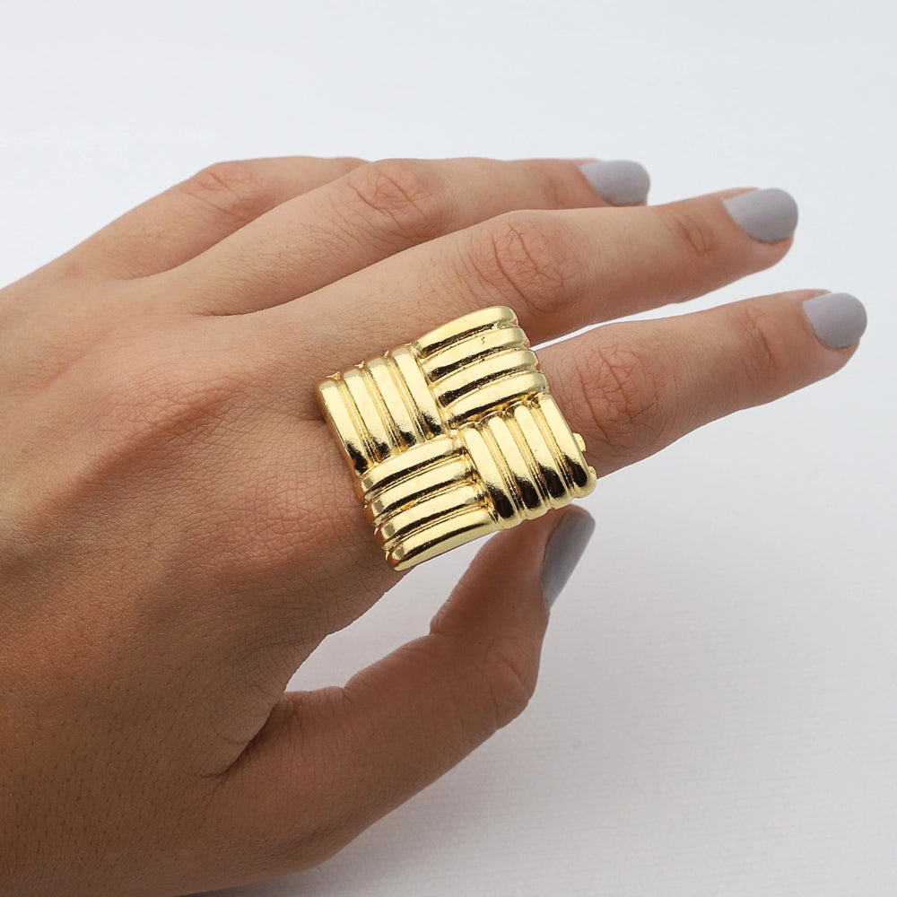 Anillo regulable acero dorado