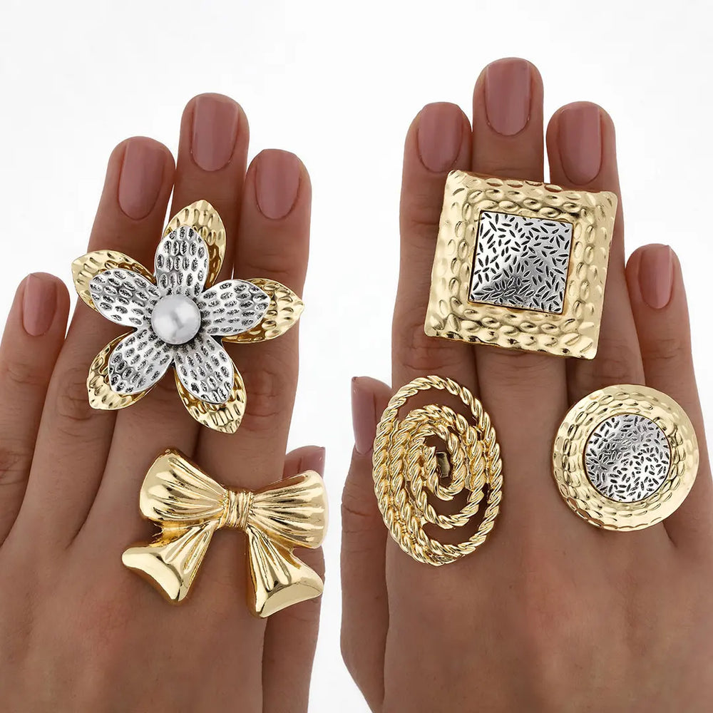 Set dorado bijou 5 anillos