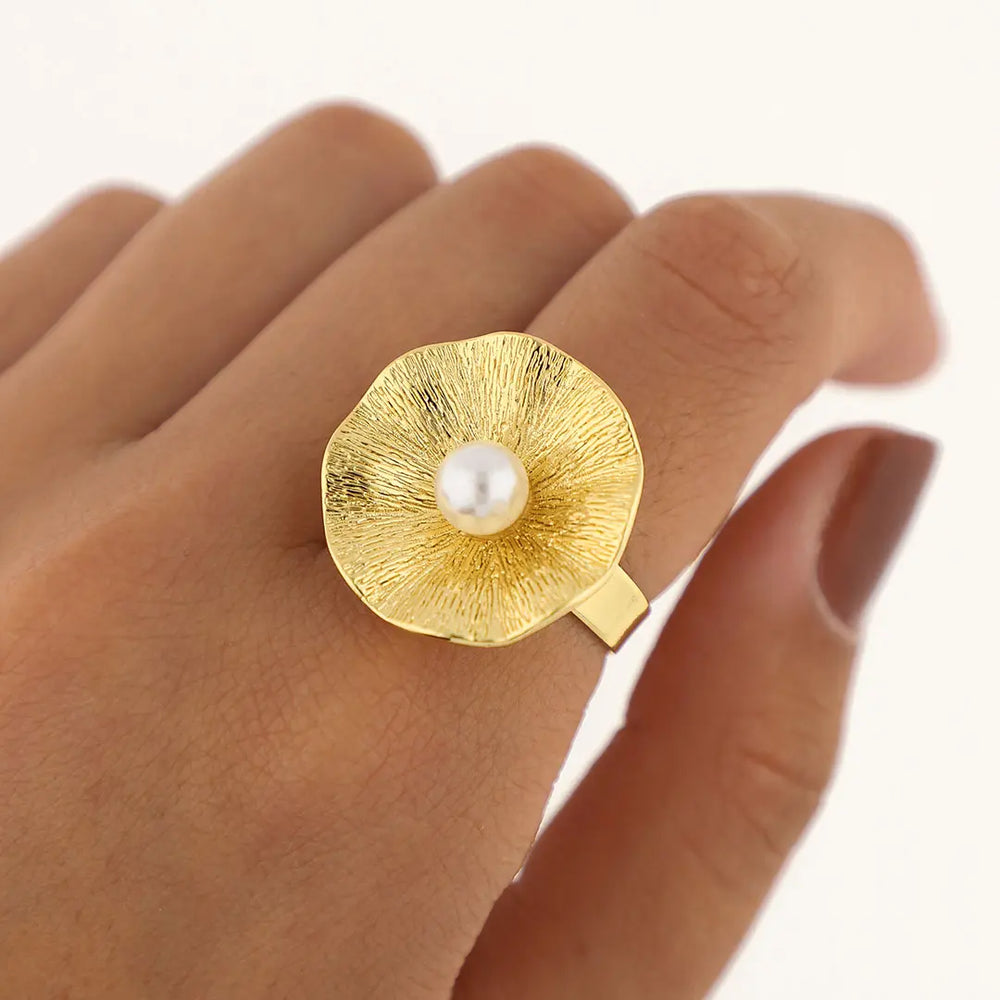 Anillo regulable acero dorado