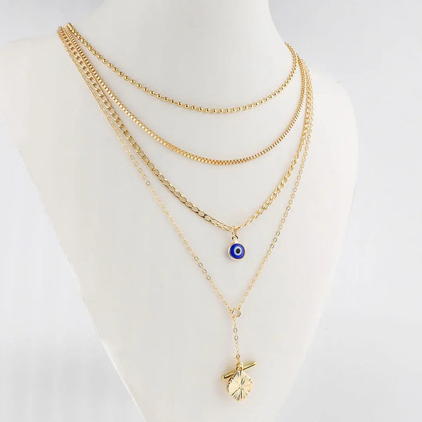 Set dorado bijou 4 en 1 colgante