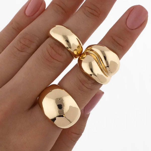 Set dorado bijou 3 anillos