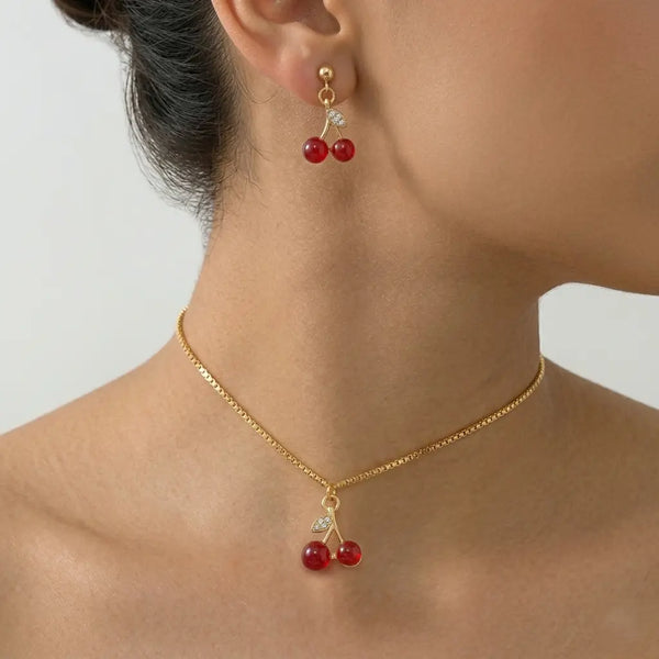 Set dorado bijou colgante + aros
