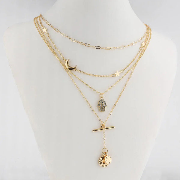 Set dorado bijou 4 en 1 colgante
