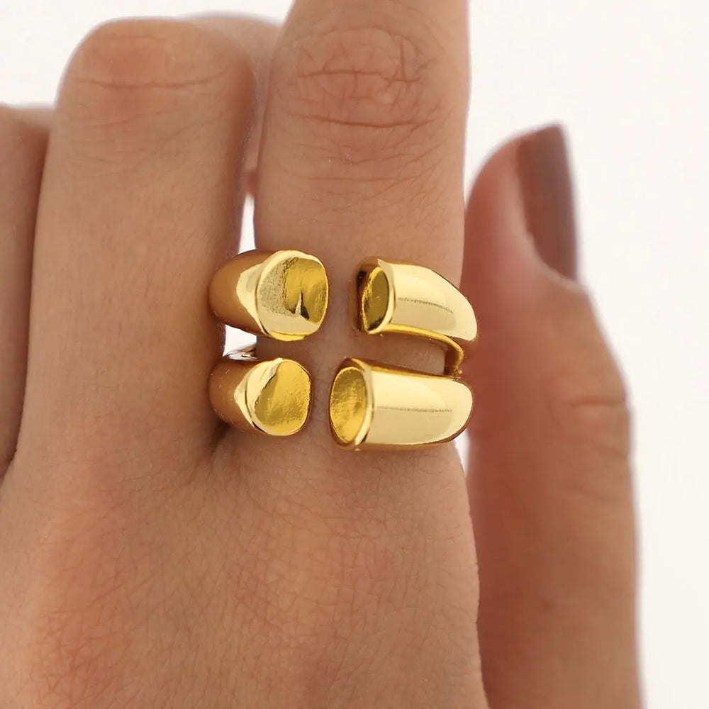 Anillo regulable acero dorado
