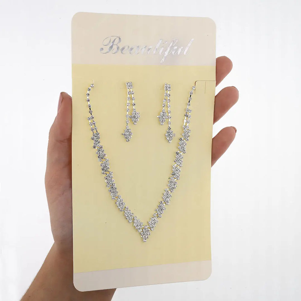 Set plateado bijou colgante + aros