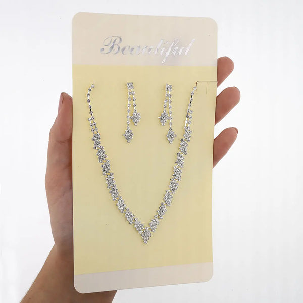 Set plateado bijou colgante + aros