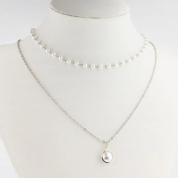 Set plateado bijou 2 en 1 colgante