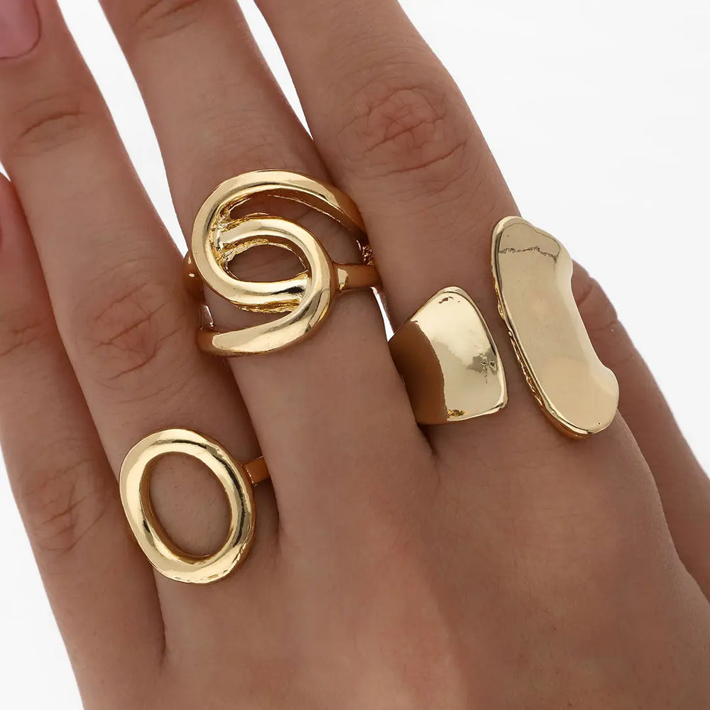 Set dorado bijou 3 anillos