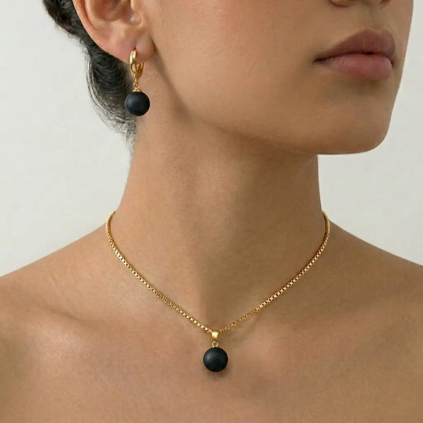 Set dorado bijou colgante + aros