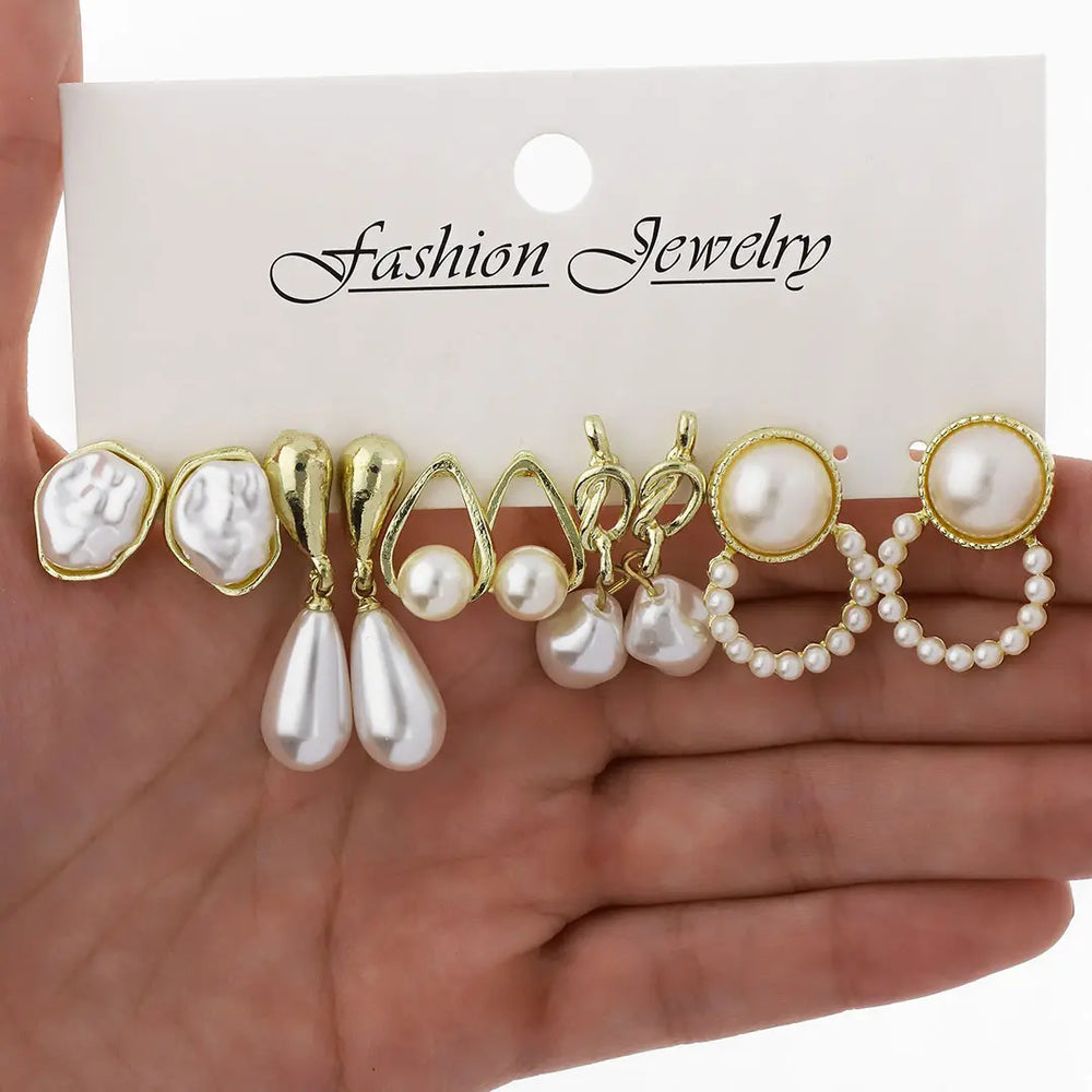 Set dorado bijou aros 5 pares