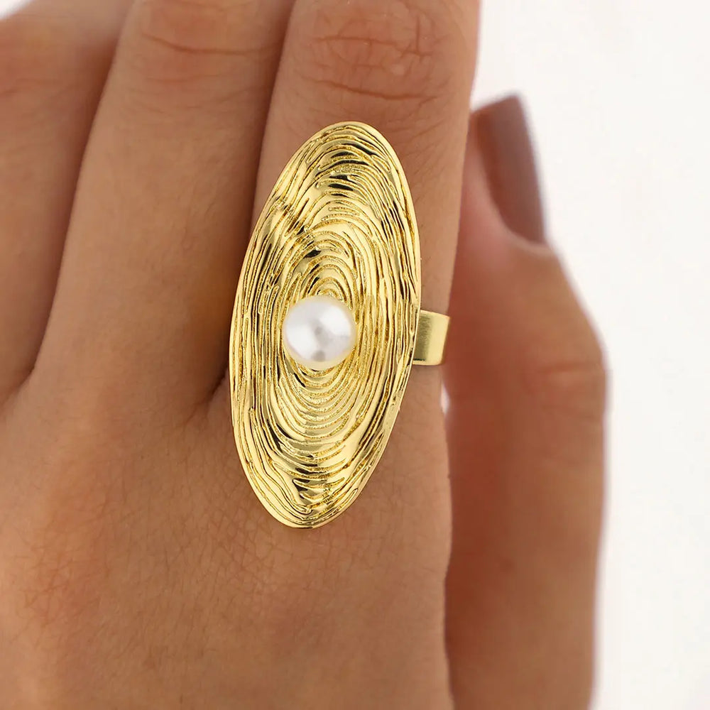 Anillo regulable acero dorado