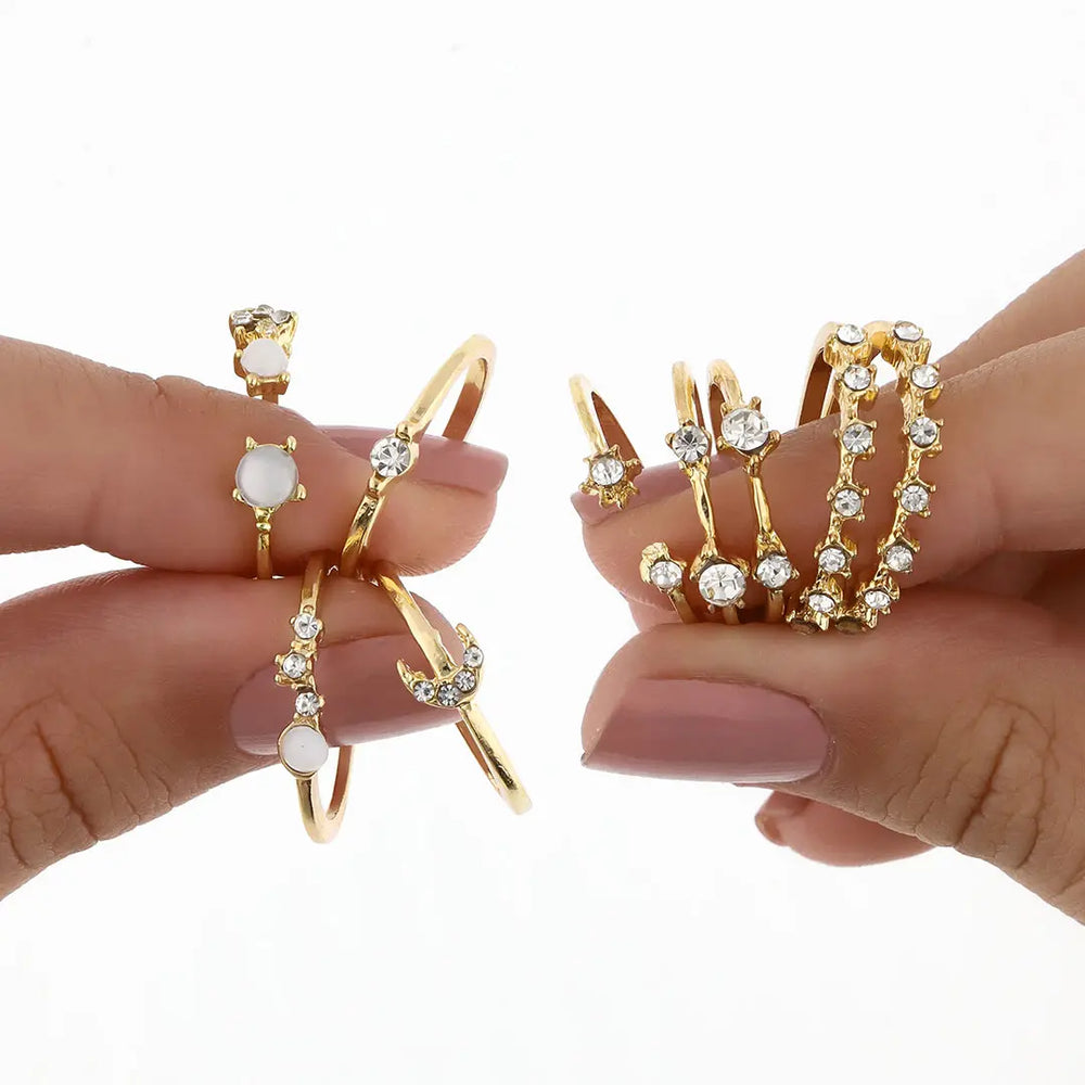 Set dorado bijou 9 anillos