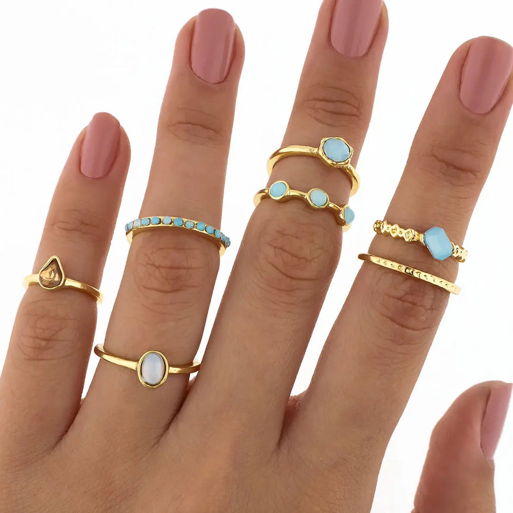 Set dorado bijou 7 anillos