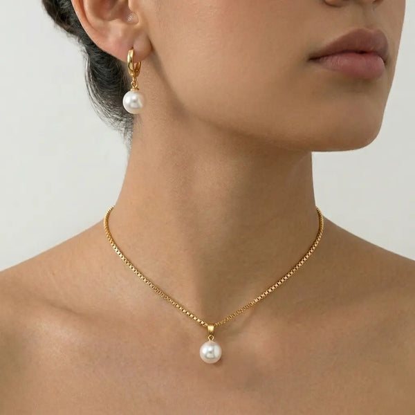 Set dorado bijou colgante + aros