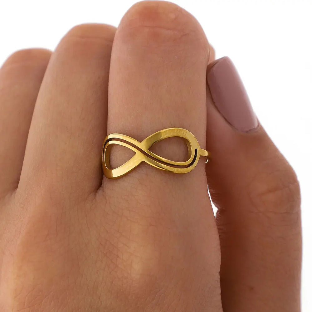 Anillo infinito acero dorado