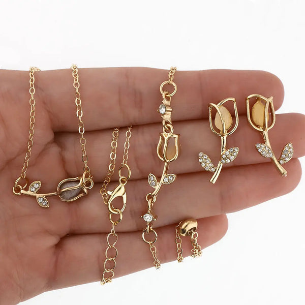 Set dorado bijou colgante + pulsera + aros