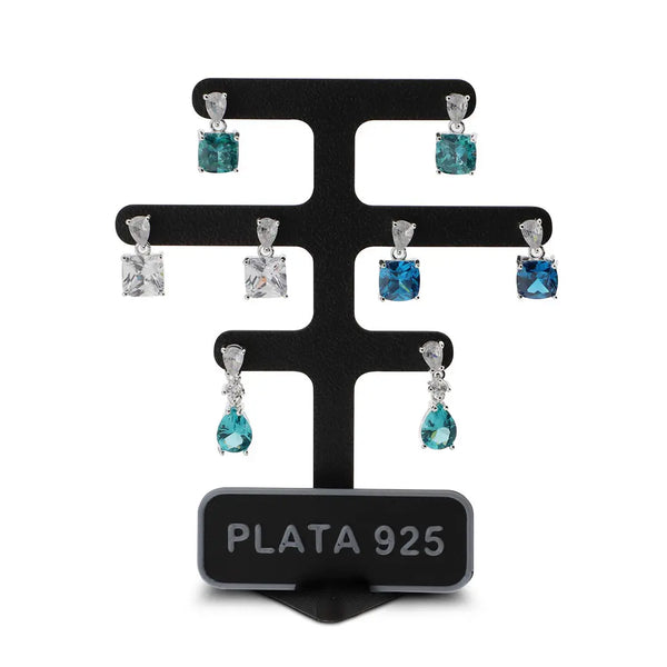 Exhibidor aros x 3 con placa "plata 925"
