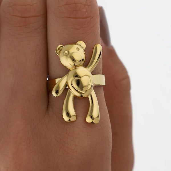 Anillo moschino acero dorado