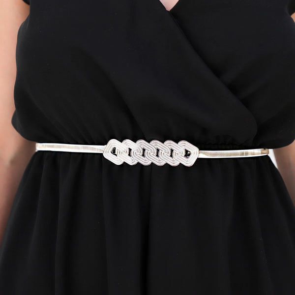 Accesorio cinto trama plateado